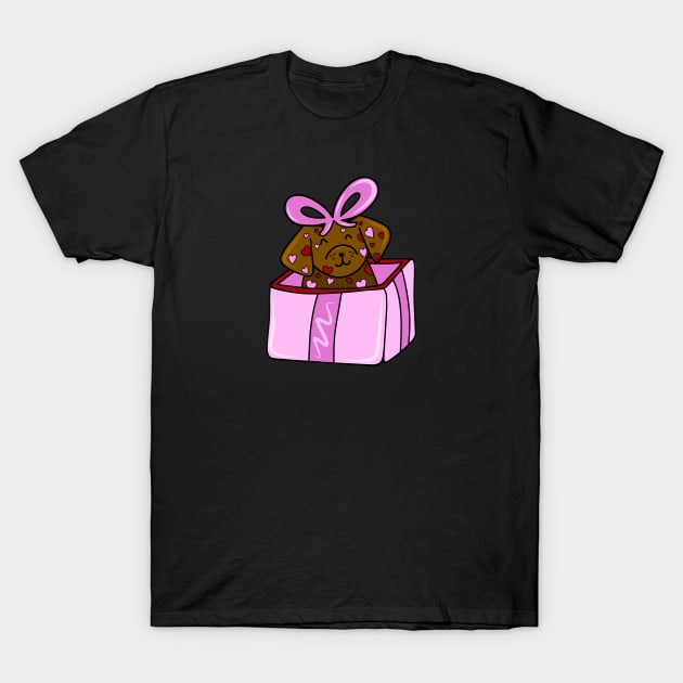 Valentine’s Day Heart Chocolate Lab Puppy in a Pink Box with Bow, made by EndlessEmporium T-Shirt by EndlessEmporium